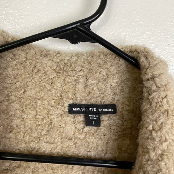 James Perse Boucle Cardigan Sweater Womens Size 1 Brown Knit Open Texture Alpaca - Picture 8 of 9